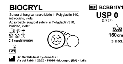 Sutura Biocryl on Reel USP 0 - EP 3.5 150 cm Violet Box 36 pcs