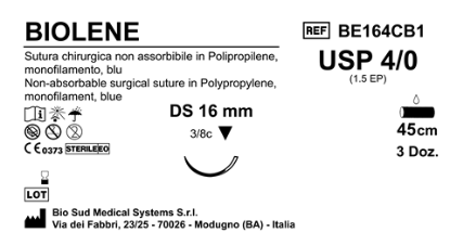 Sutura Biolene DS16 USP 4-0  - EP 1.5 45 cm Blue Box 36 pcs