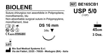 Sutura Biolene DS16 USP 5-0 45 cm Blue Box 36 pcs