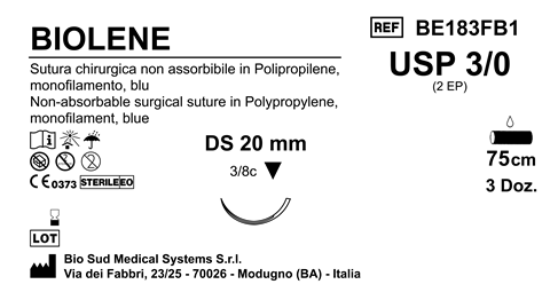 Sutura Biolene DS 20 USP 3-0 - EP 2 75 cm Blue Box 36 pcs