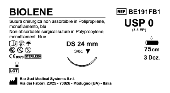 Sutura Biolene DS24 USP 0 - EP 3.5 75 cm Blue Box 36 pcs