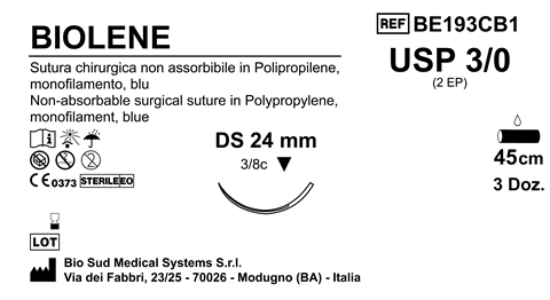 Sutura Biolene DS24 USP 3-0 - EP 2 45 cm Blue Box 36 pcs