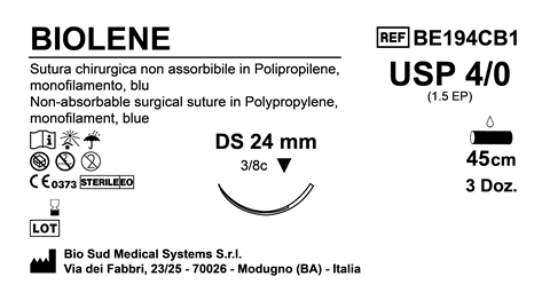 Sutura Biolene DS24 USP 4-0  - EP 1.5 45 cm Blue Box 36 pcs