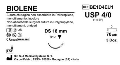 Sutura Biolene DS 18 USP 4-0  - EP 1.5 70 cm Undyed Box 36 pcs