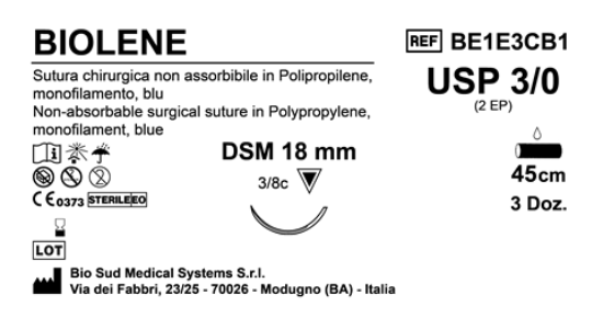 Sutura Biolene DSM18 USP 3-0 - EP 2 45 cm Blue Box 36 pcs