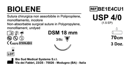 Sutura Biolene DSM 18 USP 4-0  - EP 1.5 45 cm Undyed Box 36 pcs