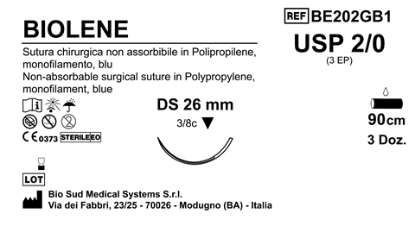 Sutura Biolene DS 26 USP 2-0 - EP 3 90 cm Blue Box 36 pcs