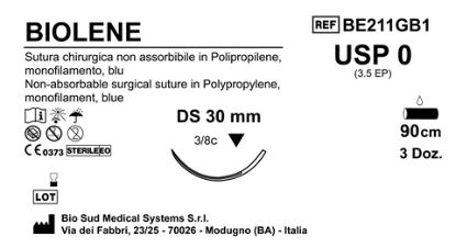 Sutura Biolene DS 30 USP 0 - EP 3.5 90 cm Blue Box 36 pcs