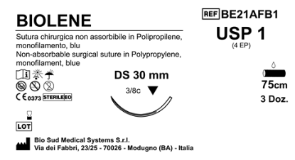 Sutura Biolene DS30 USP 1 - EP 4 75 cm Blue Box 36 pcs