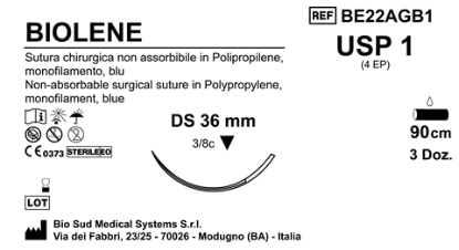 Sutura Biolene DS36 USP 1 - EP 4 90 cm Blue Box 36 pcs