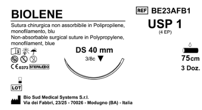 Sutura Biolene DS40 USP 1 - EP 4 75 cm Blue Box 36 pcs
