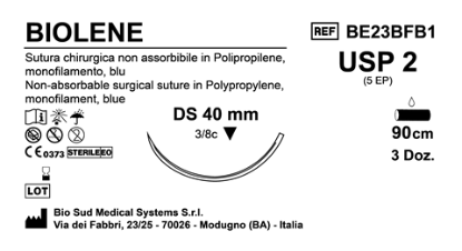Sutura Biolene DS 40 USP 2 - EP 5 75 cm Blue Box 36 pcs