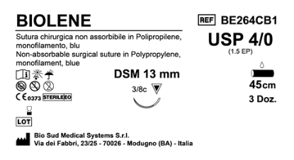 Sutura Biolene DSM13 USP 4-0  - EP 1.5 45 cm Blue Box 36 pcs