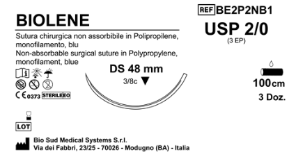 Sutura Biolene DS 48 USP 2-0 - EP 3 100 cm Blue Box 36 pcs