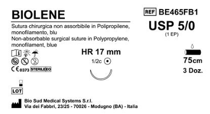Sutura Biolene HR17 USP 5-0 - EP 1 75 cm Blue Box 36 pcs