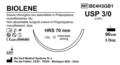 Sutura Biolene HRS 70 USP 3-0 - EP 2 90 cm Blue Box 36 pcs