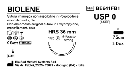 Sutura Biolene HRS36 USP 0 - EP 3.5 75 cm Blue Box 36 pcs