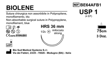 Sutura Biolene HRS36 USP 1 - EP 4 75 cm Blue Box 36 pcs