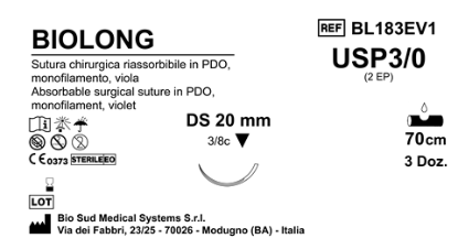 Sutura Biolong DS20 USP 3-0 - EP 2 70 cm Violet Box 36 pcs