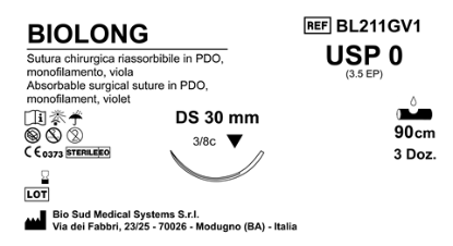 Sutura Biolong DS 30 USP 0 - EP 3.5 90 cm Violet Box 36 pcs