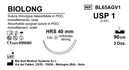 Sutura Biolong HRS40 USP 1 - EP 4 90 cm Violet Box 36 pcs