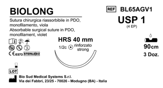 Sutura Biolong HRS40 USP 1 - EP 4 90 cm Violet Box 36 pcs