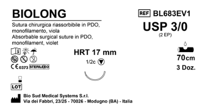 Sutura Biolong HRT17 USP 3-0 - EP 2 70 cm Violet Box 36 pcs