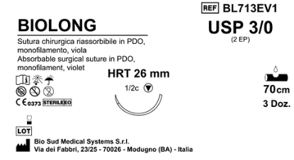 Sutura Biolong HRT26 USP 3-0 - EP 2 70 cm Violet Box 36 pcs
