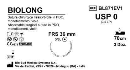 Sutura Biolong FRS 36 USP 0 - EP 3.5 70 cm Violet Box 36 pcs