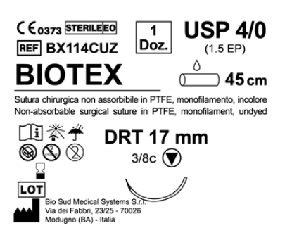 Sutura Biotex DRT 17 USP 4-0  - EP 1.5 45 cm Undyed Box 12 pcs