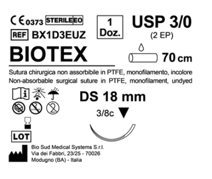 Sutura Biotex DS 18 USP 3-0 - EP 2 70 cm Undyed Box 12 pcs