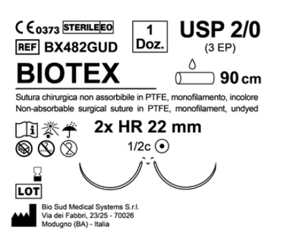 Sutura Biotex HR 22 USP 2-0 - EP 3 90 cm Undyed Double Armed  N.12 Bs. per Box