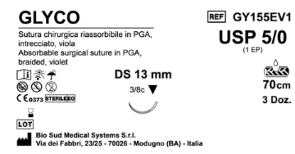 Sutura Glyco DS 13 USP 5-0 - EP 1 70 cm Violet Box 36 pcs