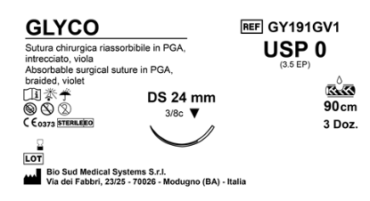 Sutura Glyco DS 24 USP 0 - EP 3.5 90 cm Violet Box 36 pcs