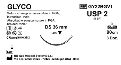 Sutura Glyco DS 36 USP 2 - EP 5 90 cm Violet Box 36 pcs