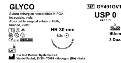 Sutura Glyco HR 30 USP 0 - EP 3.5 90 cm Violet Box 36 pcs