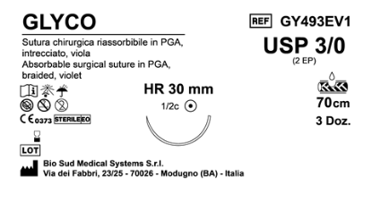Sutura Glyco HR30 USP 3-0 - EP 2 70 cm Violet Box 36 pcs