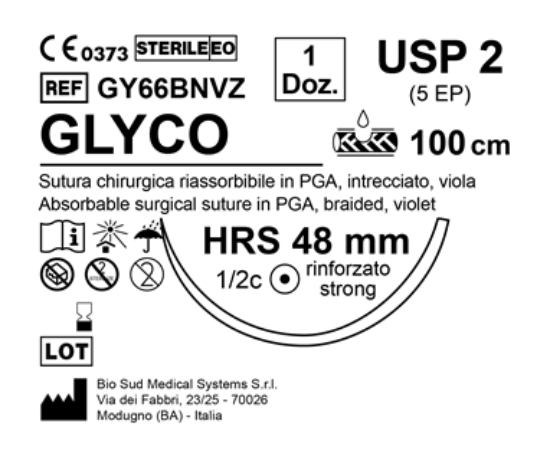 Sutura Glyco HRS 48 USP 2 - EP 5 100 cm Violet Box 12 pcs