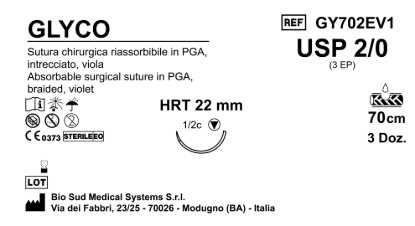 Sutura Glyco HRT 22 USP 2-0 - EP 3 70 cm Violet Box 36 pcs