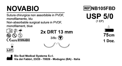 Sutura Novabio DRT 13 USP 5-0 - EP 1 75 cm Blue Double Armed  N.12 Bs. per Box