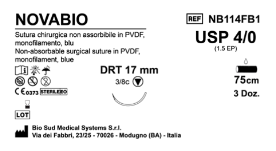 Sutura Novabio DRT 17 USP 4-0  - EP 1.5 75 cm Blue Box 36 pcs