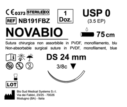 Sutura Novabio DS 24 USP 0 - EP 3.5 75 cm Blue Box 12 pcs