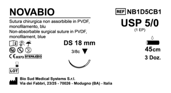 Sutura Novabio DS 18 USP 5-0 - EP 1 45 cm Blue Box 36 pcs