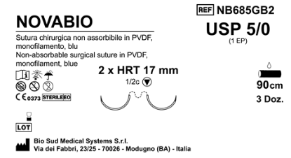 Sutura Novabio HRT 17 USP 5-0 - EP 1 90 cm Blue Double Armed  Box 36 pcs