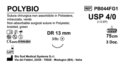 Sutura Polybio DR13 USP 4-0  - EP 1.5 75 cm Green Box 36 pcs