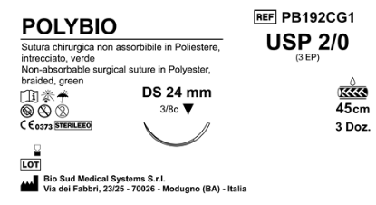 Sutura Polybio DS24 USP 2-0 - EP 3 45 cm Green Box 36 pcs
