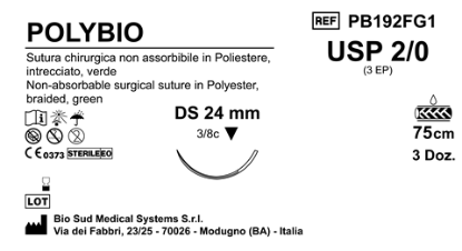 Sutura Polybio DS24 USP 2-0 - EP 3 75 cm Green Box 36 pcs