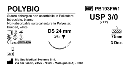 Sutura Polybio DS 24 USP 3-0 - EP 2 75 cm White Box 36 pcs