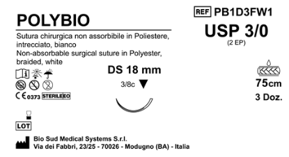 Sutura Polybio DS 18 USP 3-0 - EP 2 75 cm White Box 36 pcs