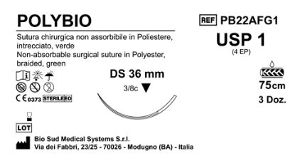 Sutura Polybio DS36 USP 1 - EP 4 75 cm Green Box 36 pcs